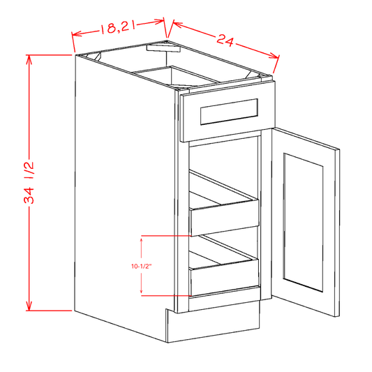 Single Door Single Drawer Two Rollout Shelf Base Kits (OT-B182RS)