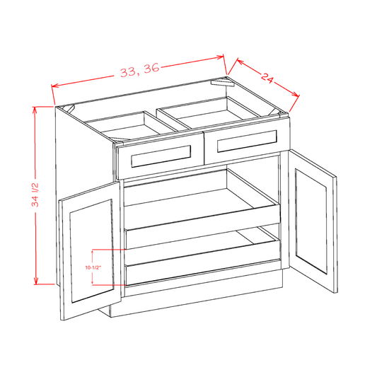 Double Door Double Drawer Two Rollout Shelf Base Kits (OM-B362RS)