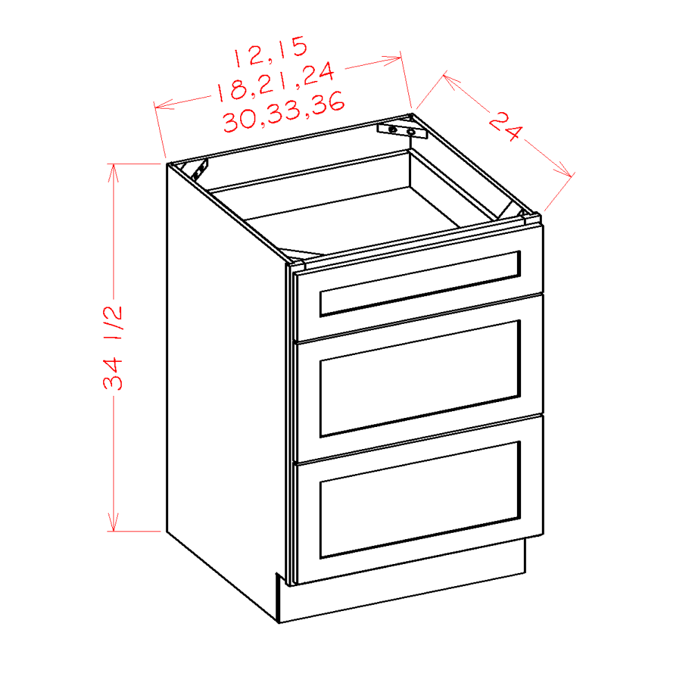 Three Drawer Bases (SB-3DB12)