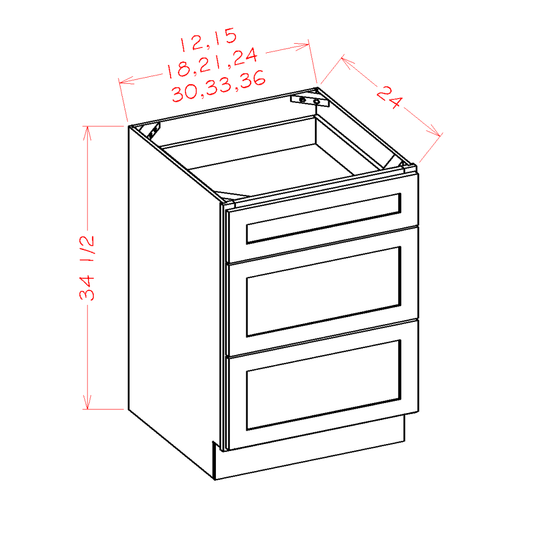 Three Drawer Bases (SB-3DB15)