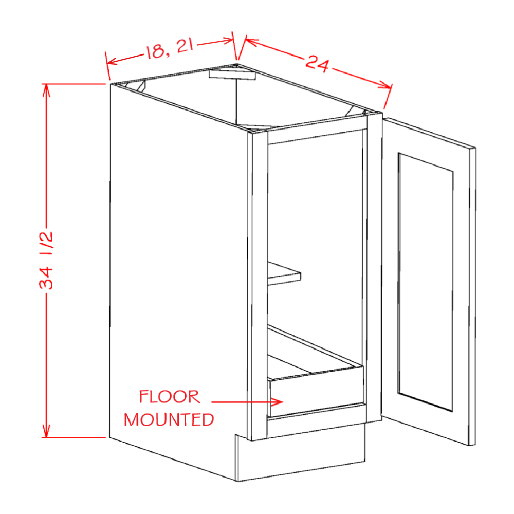 Single Full Height Door One Rollout Shelf Base Kits (CS-B18FH1RS)