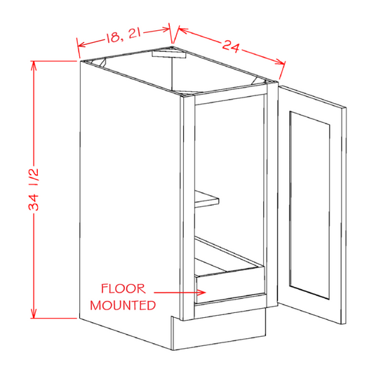 Single Full Height Door One Rollout Shelf Base Kits (SD-B21FH1RS)