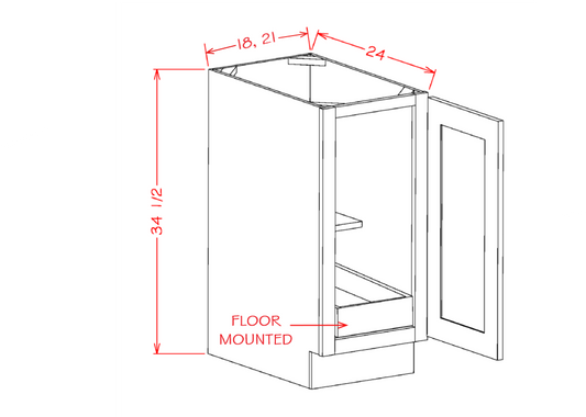 Double Full Height Door One Rollout Shelf Base Kits (SH-B33FH1RS)