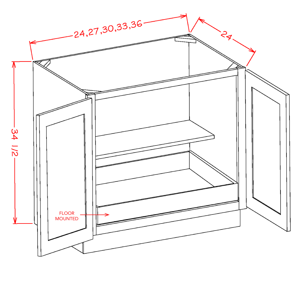 Double Full Height Door One Rollout Shelf Base Kits (SD-B36FH1RS)