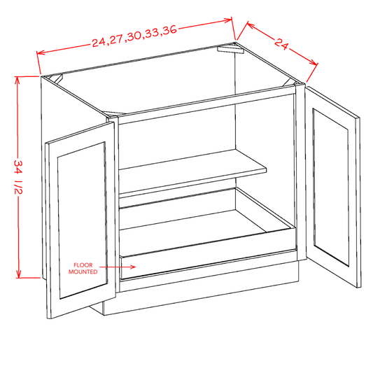 Double Full Height Door One Rollout Shelf Base Kits (SD-B36FH1RS)