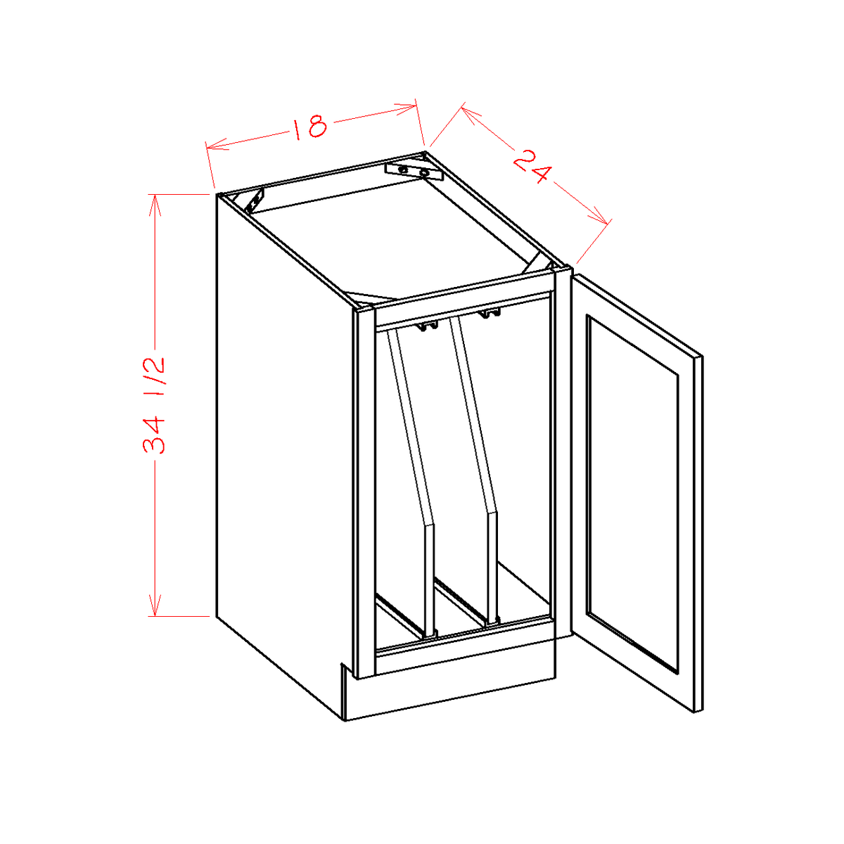 Full Height Door Tray Divider Base Kits (SN-B18FHTD)