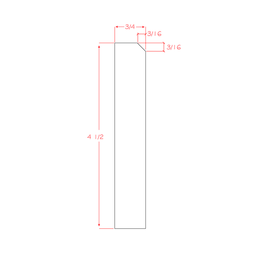 Angled Furniture Base Moulding CUT84 (Honey-FBMS:Cut84)
