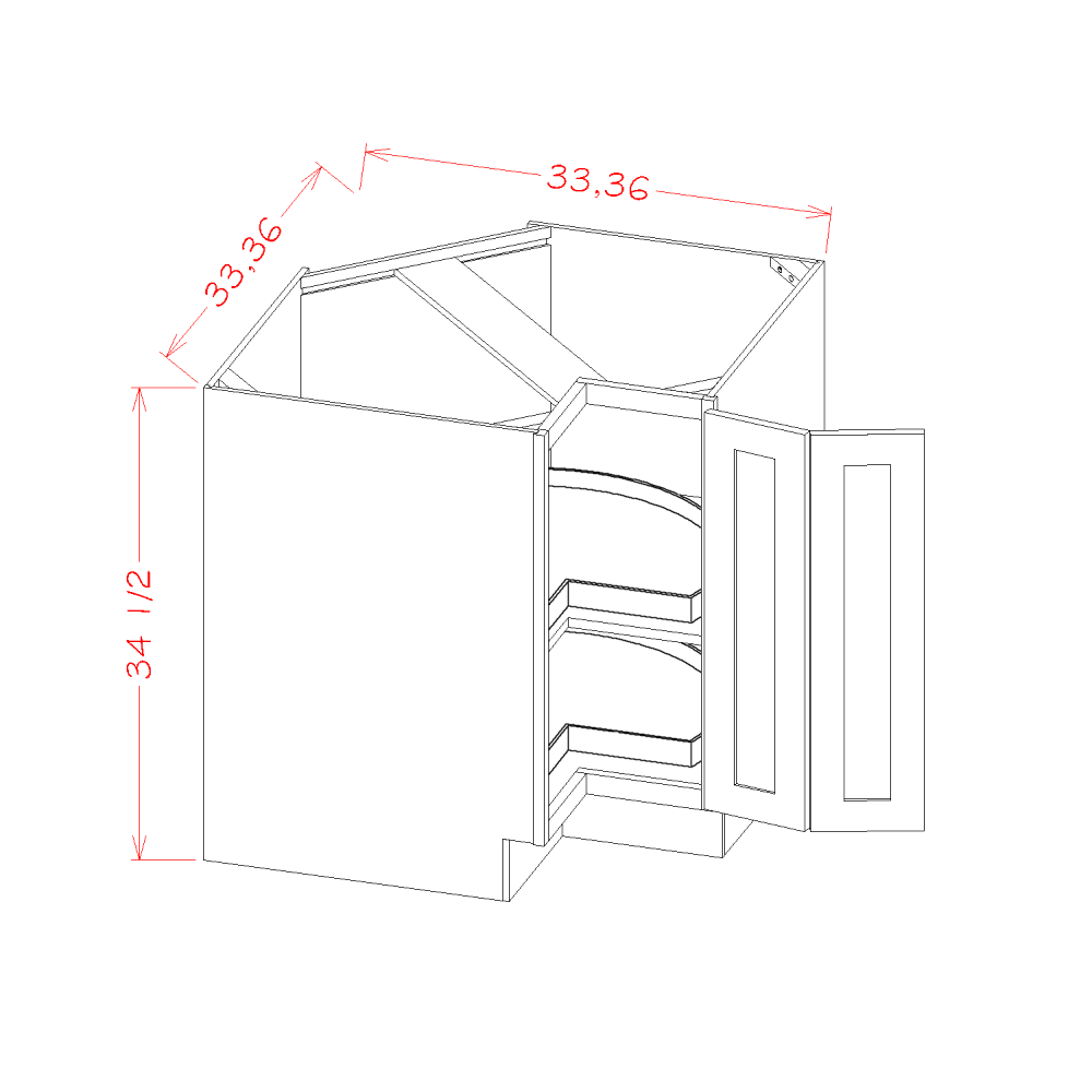 Base Easy Reach Cabinets with Lazy Susan Trays (CS-LSB33)