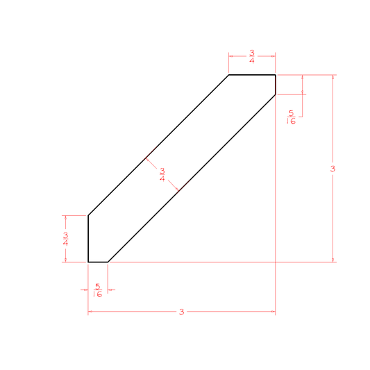 Large Angle Crown Moulding (3"H) CUT84 (SC-LACM8:Cut84)