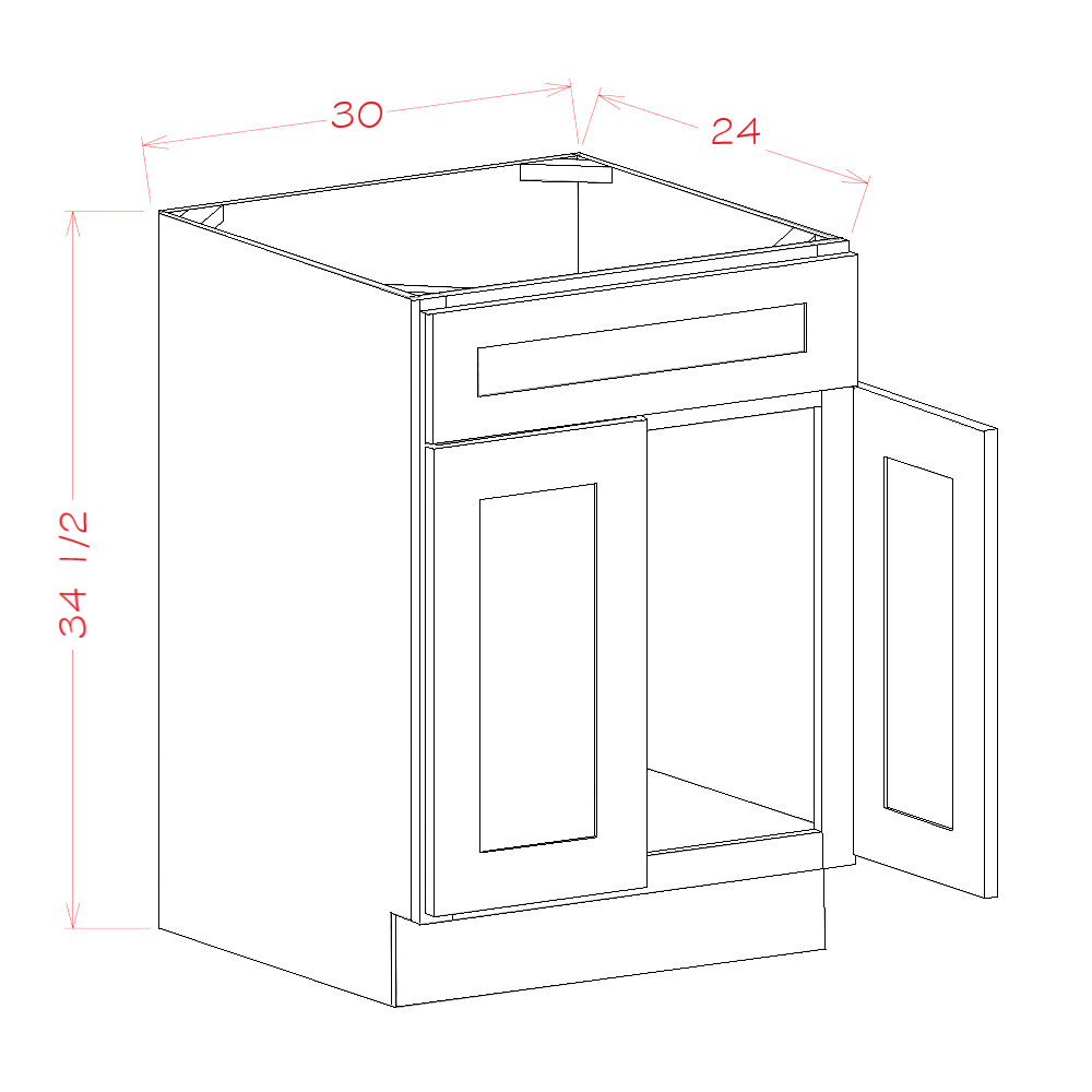 Sink Base with Single False Drawer Front (CW-SB30S)