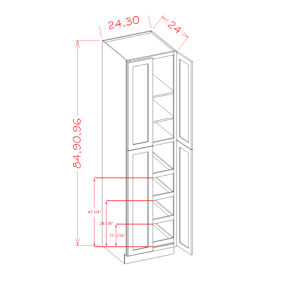 Four Door Utility Rollout Shelf Cabinet Kit (OM-U3084244RS)