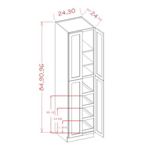 Four Door Utility Rollout Shelf Cabinet Kit (OM-U3090244RS)