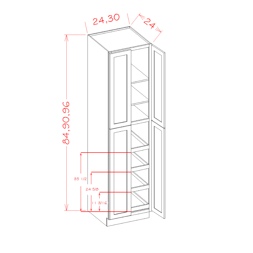 Four Door Utility Rollout Shelf Cabinet Kit (CW-U2490244RS)