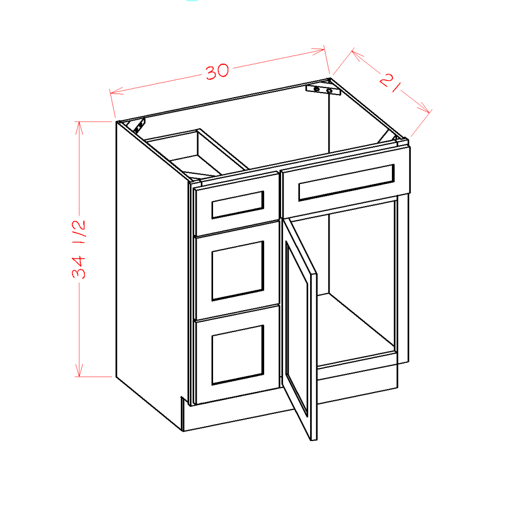 Vanity Combo Bases with Drawers Left (OW-V3021DL)