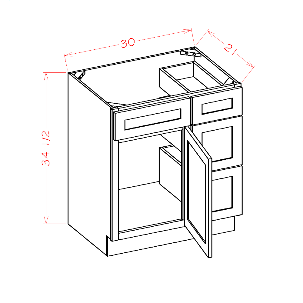 Vanity Combo Bases with Drawers Right (OW-V3021DR)