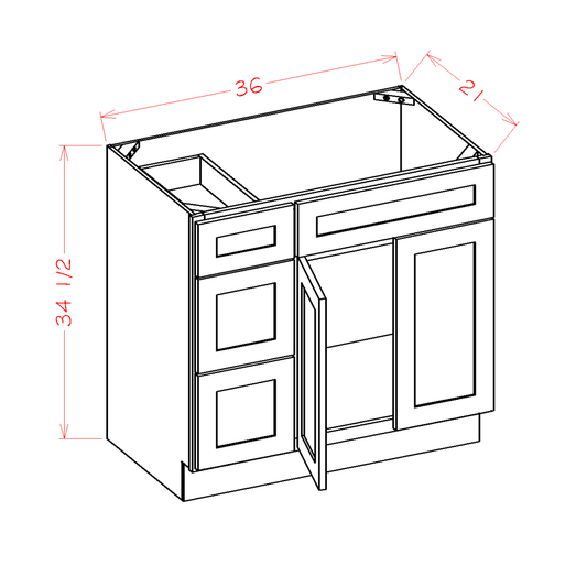 Vanity Combo Bases with Drawers Left (SD-V3621DL)