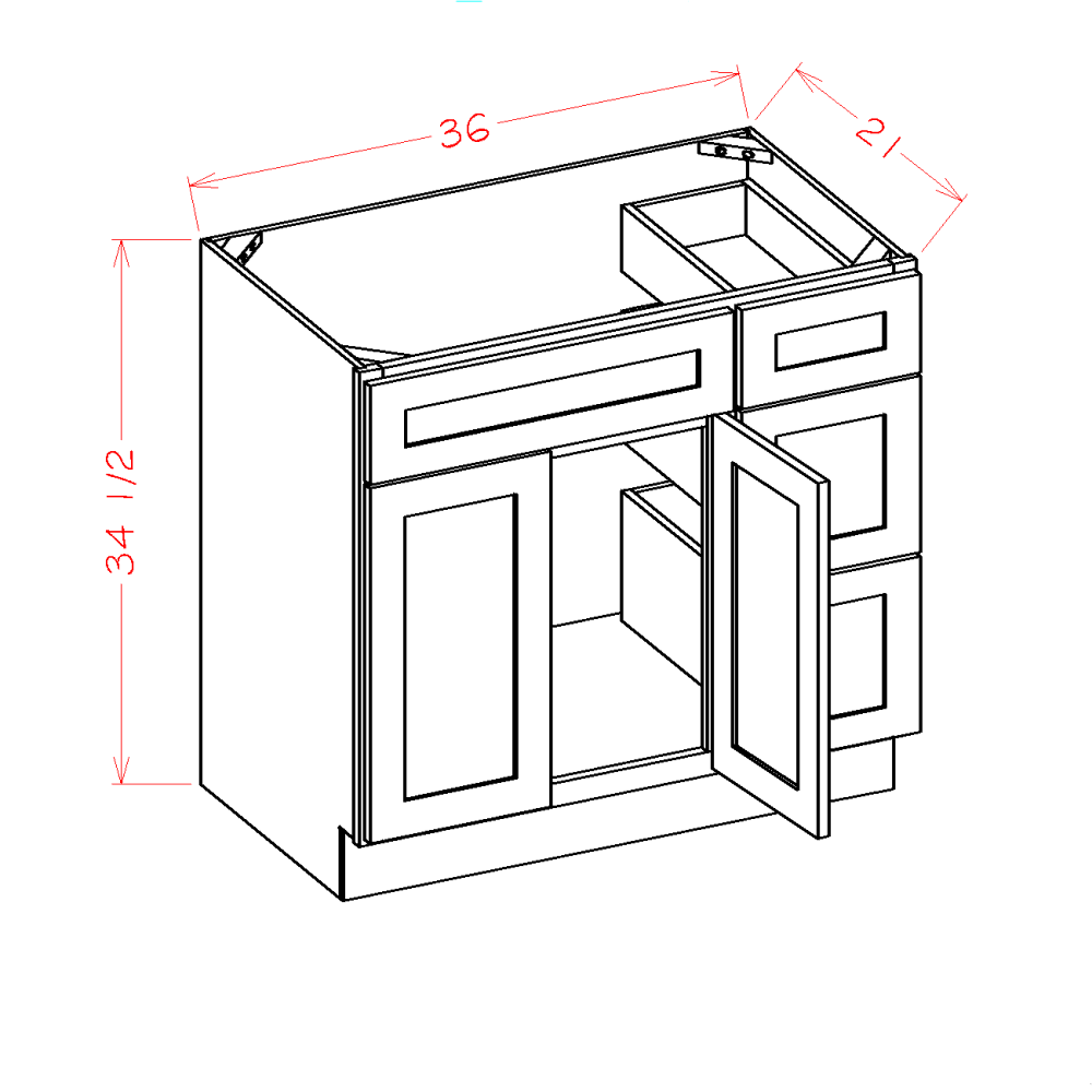 Vanity Combo Bases with Drawers Right (CW-V3021DR)