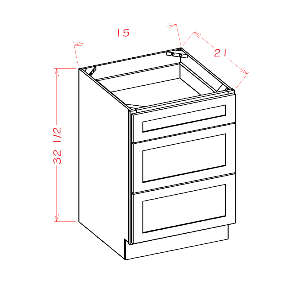 Three Drawer ADA Vanity Base (SW-3VDB15ADA)