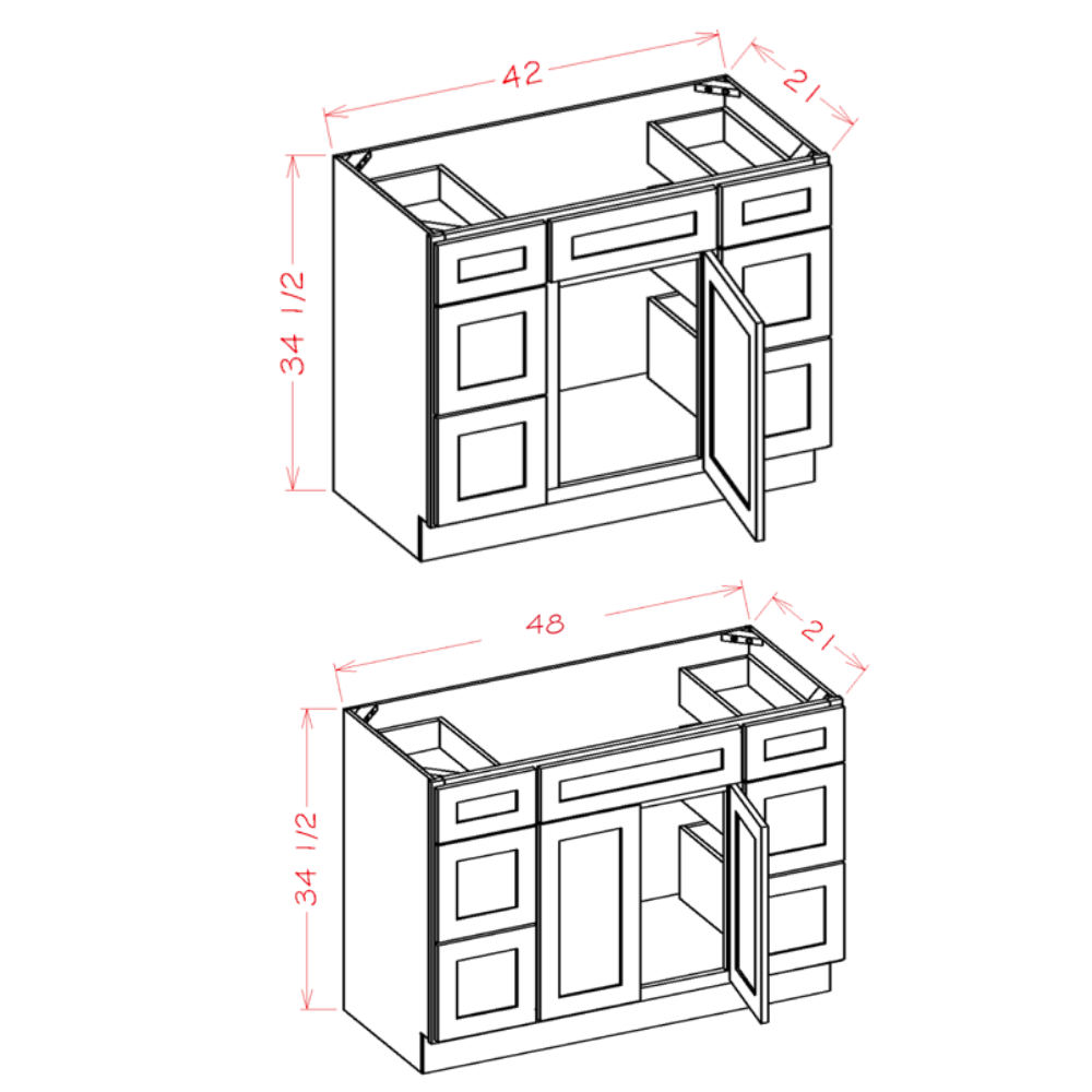 Double Drawer Stack Vanity Combo Bases (SD-VDDB42)