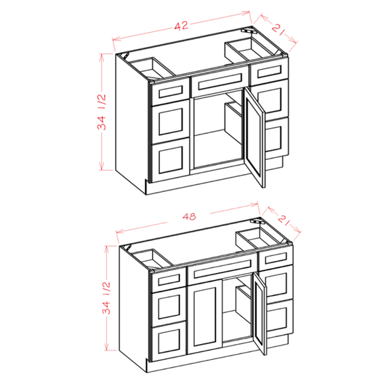 Double Drawer Stack Vanity Combo Bases (SD-VDDB42)