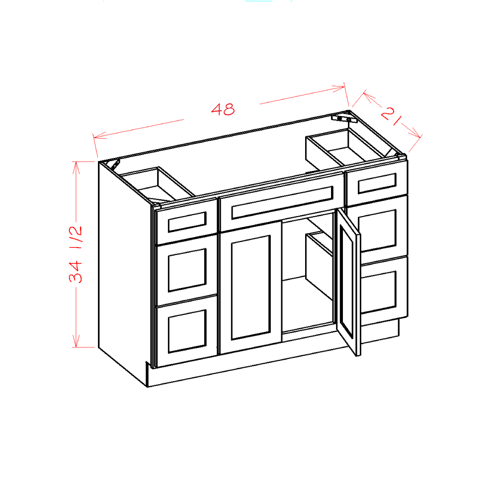 Double Drawer Stack Vanity Combo Bases (TW-VDDB48)