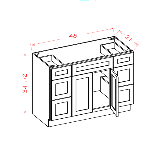 Double Drawer Stack Vanity Combo Bases (SH-VDDB42)