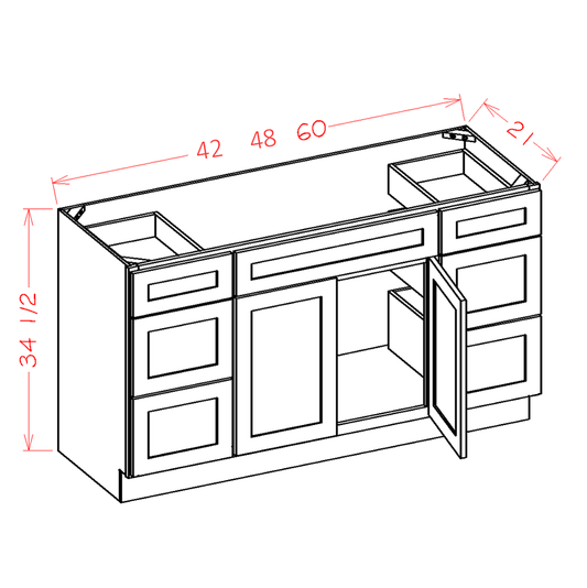 Double Drawer Stack Vanity Combo Bases (CW-VDDB42)