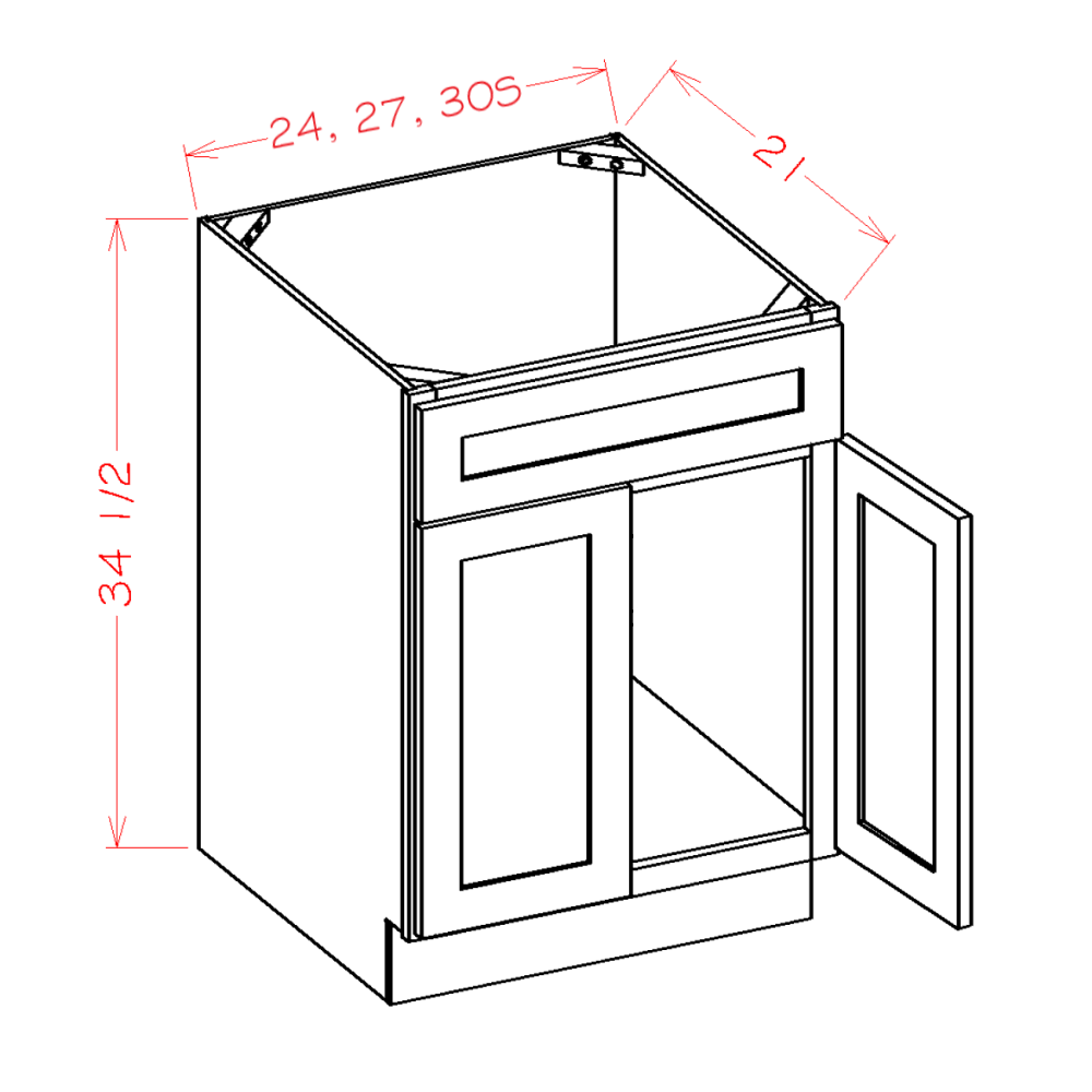 Double Door Single Drawer Front Vanity Sink Bases (CW-VS24)