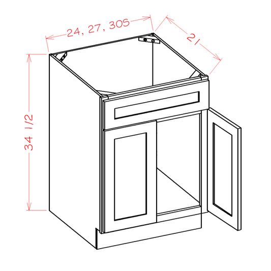 Double Door Single Drawer Front Vanity Sink Bases (CW-VS24)