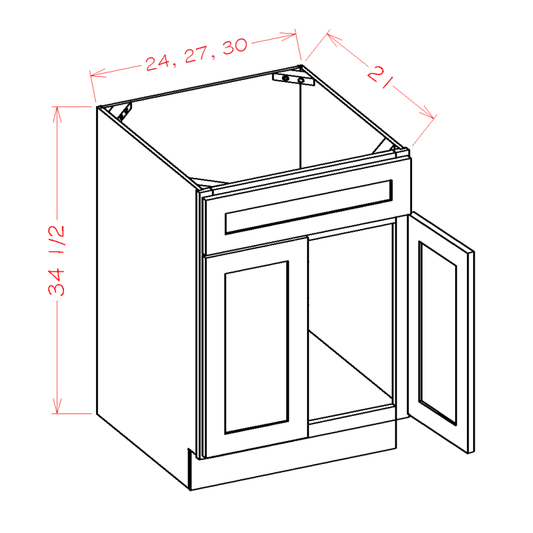 Double Door Single Drawer Front Vanity Sink Bases (SI-VS30S)