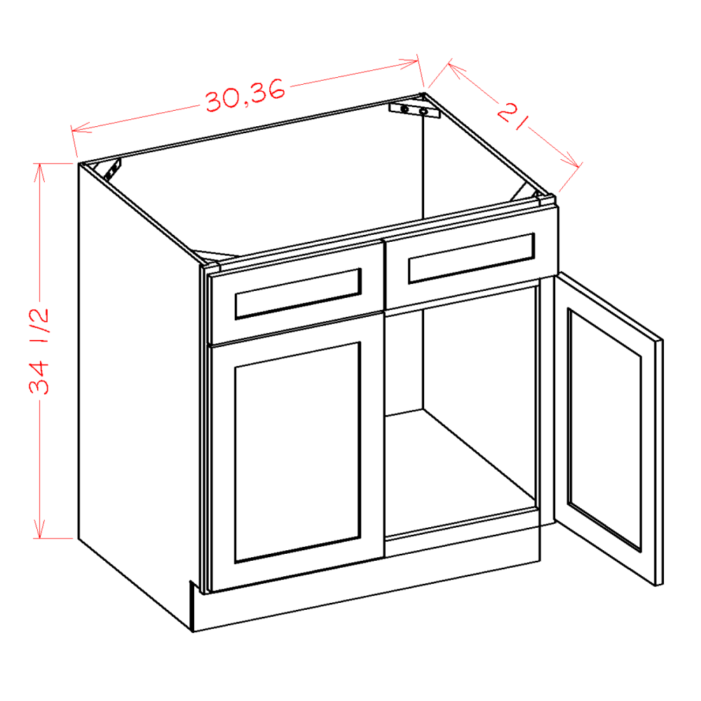 Double Door Double Drawer Front Vanity Sink Bases (CW-VS36)