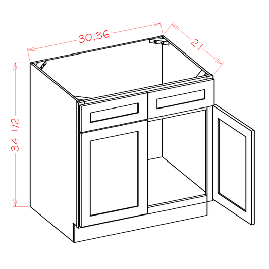 Double Door Double Drawer Front Vanity Sink Bases (OS-VS36)