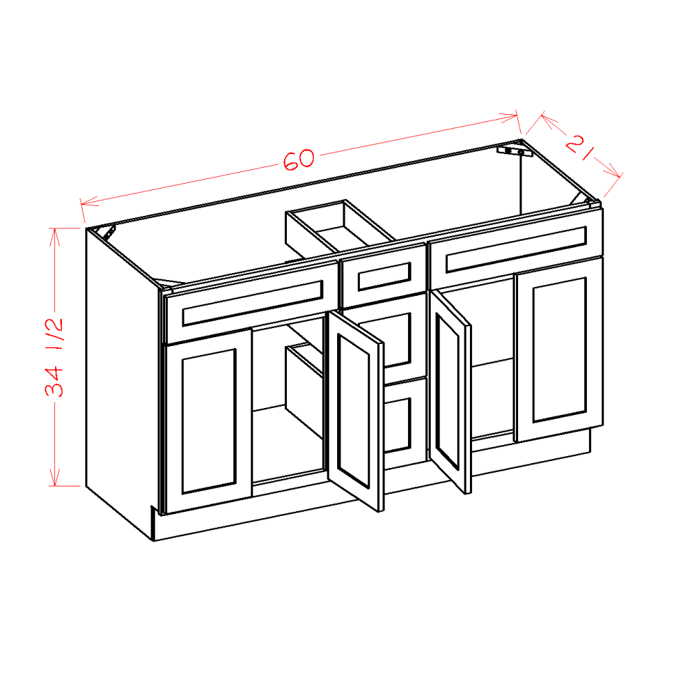 Double Sink Vanity Combo Base (SC-VSDB60)