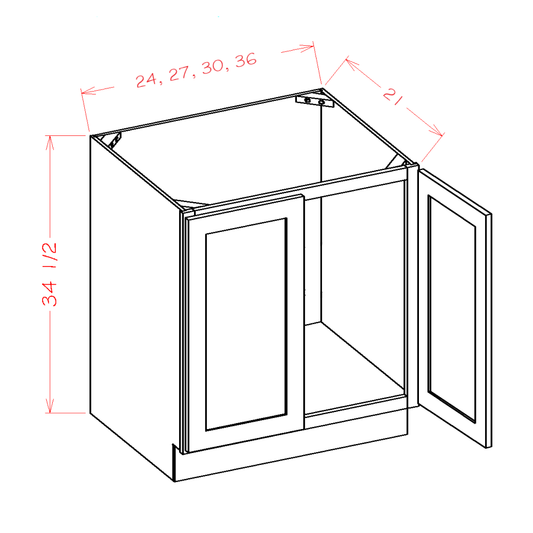 Double Full Height Door Vanity Sink Bases (OC-VS36FH)