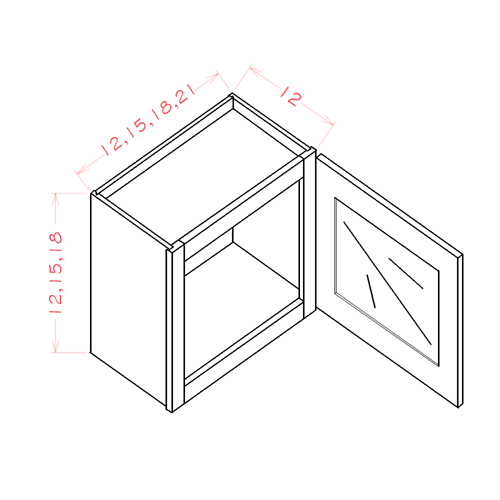 Single Glass Door Wall Stacker Cabinets (CW-W1815GD)