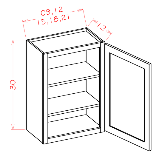 30" High Single Door Wall Cabinets (SH-W1530)