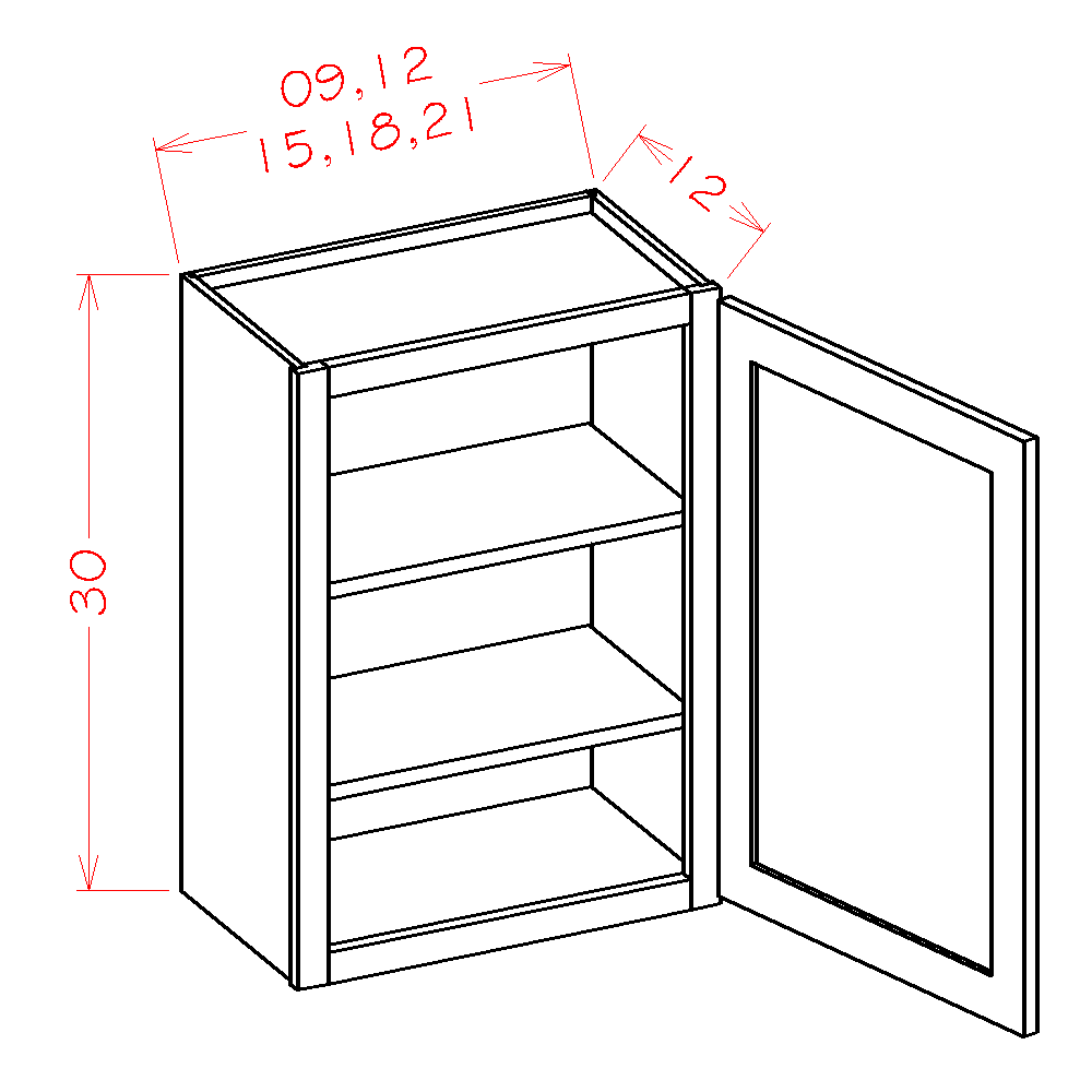 30" High Single Door Wall Cabinets (SD-W1230)