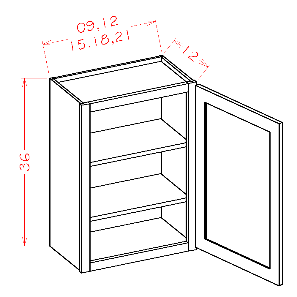 36" High Single Door Wall Cabinets (SD-W0936)