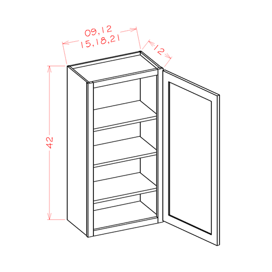 42" High Single Door Wall Cabinets (SH-W1542)