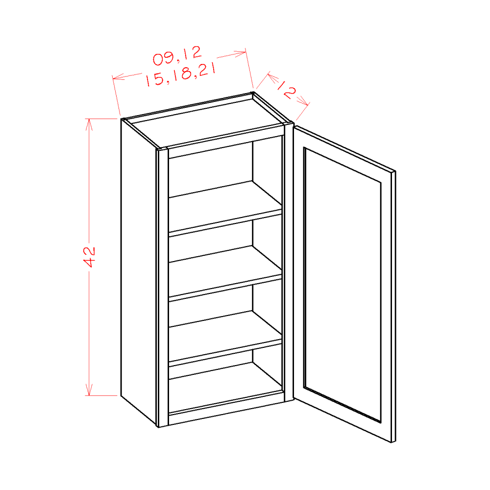 42" High Single Door Wall Cabinets (SB-W0942)