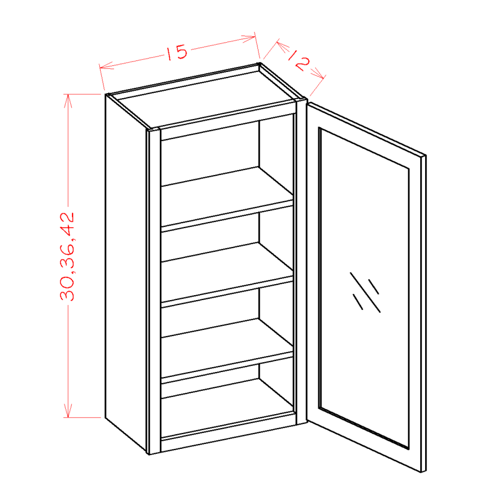 Single Glass Door Wall Cabinets (OM-W1530GD)