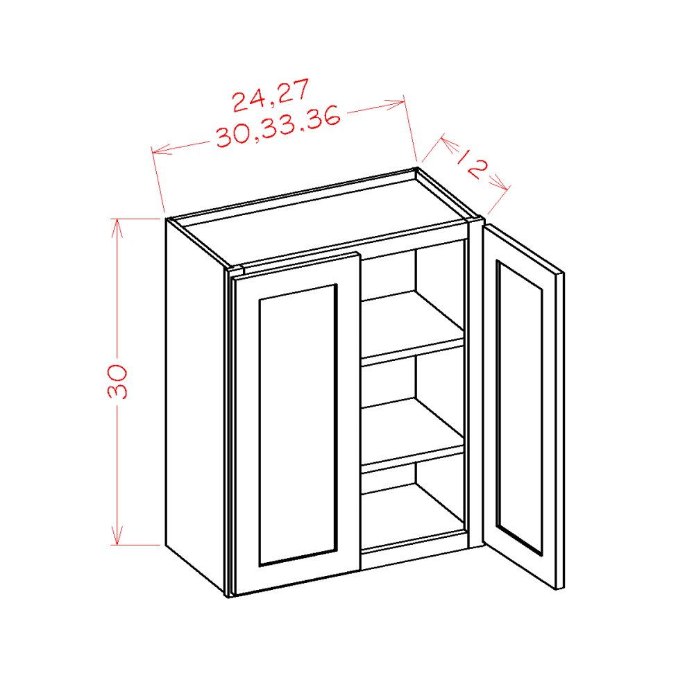 30" High Double Door Wall Cabinets (SD-W3630)