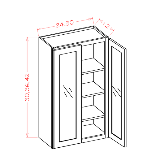 Double Glass Door Wall Cabinets (SA-W3042GD)