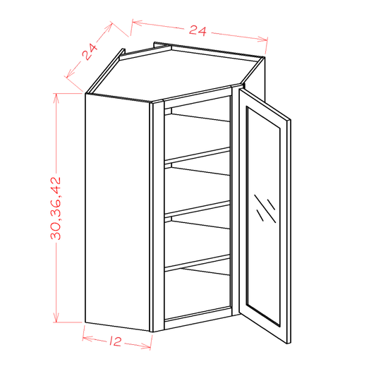 Glass Door Diagonal Corner Wall Cabinets (SH-DCW2436GD)