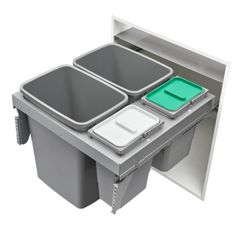 Steel Top Mount Double 35 qt and Double 8 qt Waste Container Pullout w/ Soft-Close (53TM-24GSCDM4-FL)
