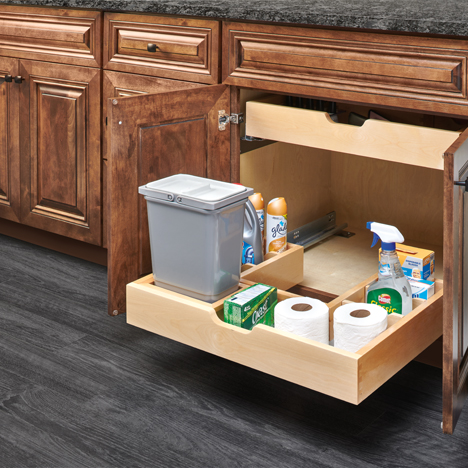 Bottom Mount Vanity Cabinet U-Shaped Pullout Organizer with 8 qt. Waste Container (486-30VSBSC-BM-1)