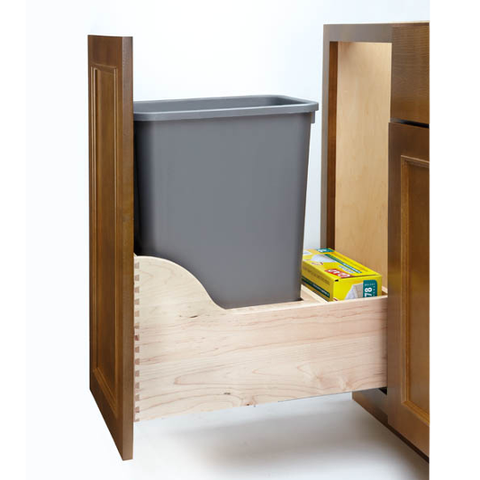 Bottom Mount Maple Pullout w/ Single 35 qt Waste Container and Blum Soft-Close (4WCSC-1535DM-1)