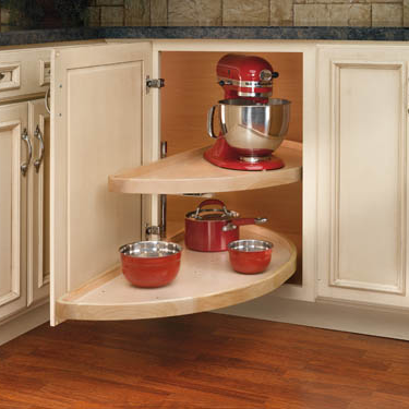 Lazy Susan Half-Moon Wood Two Shelf Blind Corner Pull-Out (4WLS882-32-570)