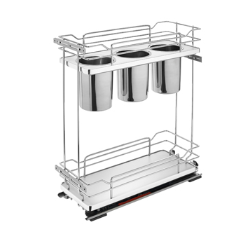 Base Cabinet Pullout Utensil Organizer w/ Blum Soft-Close (5322UT-BCSC-6-GR)
