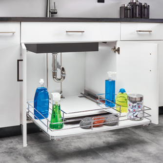 U-Shaped Solid Bottom Undersink Pullout w/ Soft-Close (5386-33BCSC-GR)